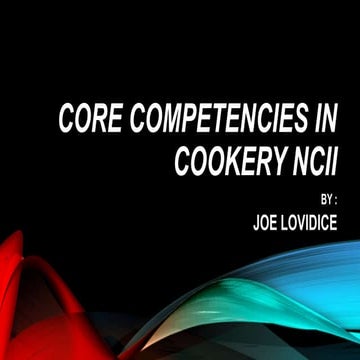 Core Competencies in Cookery NC II