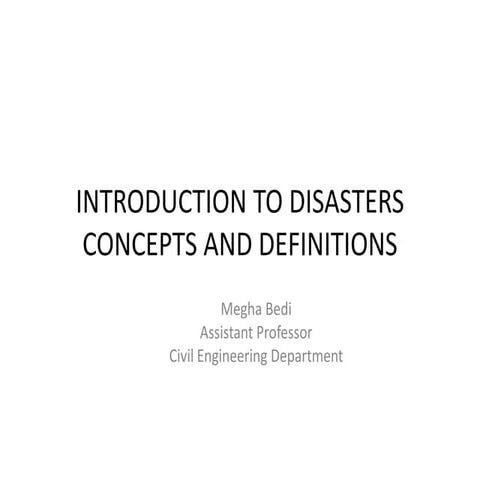 Concepts in disaster management
