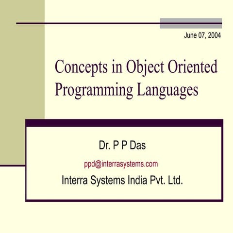 Concepts In Object Oriented Programming Languages | PPT