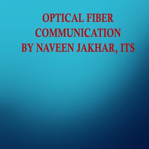 Concepts of optical fiber communication