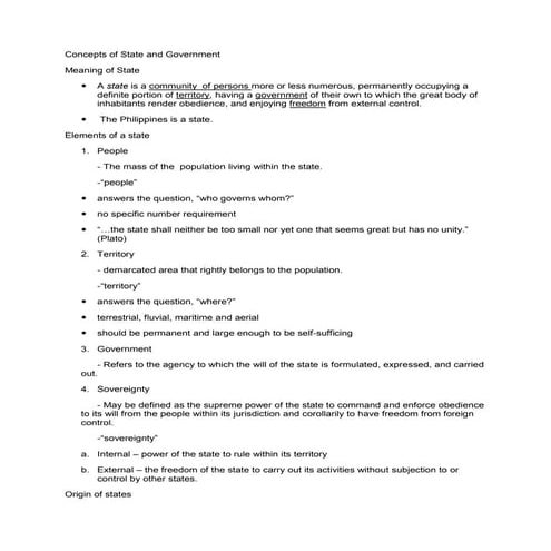 Concepts of state and government