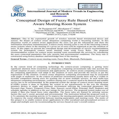 Conceptual Design of Fuzzy Rule Based Context Aware Meeting Room System