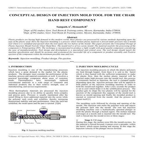 Conceptual design of injection mold tool for the chair hand rest component