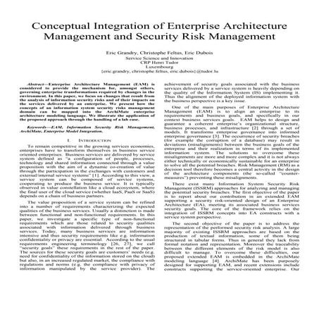 Conceptual integration of enterprise architecture management and security ris...