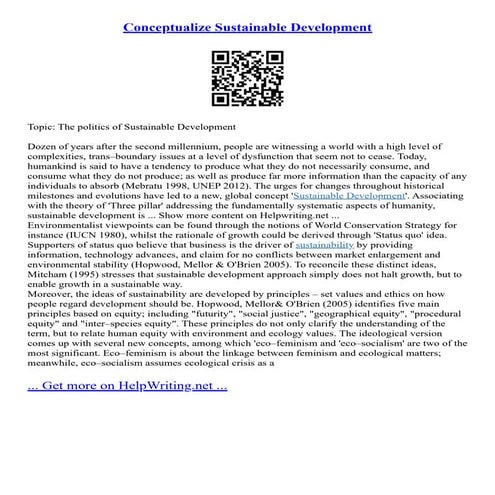 Development Of A Sustainable Development Essay | PDF