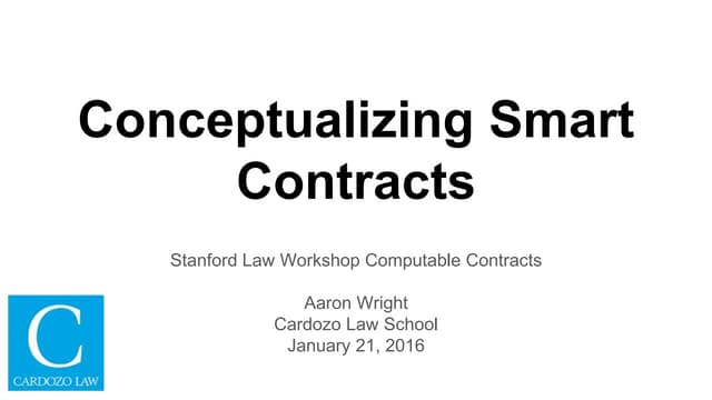Conceptualizing Smart Contracts