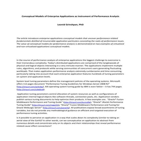 Conceptual models of enterprise applications as instrument of performance analysis