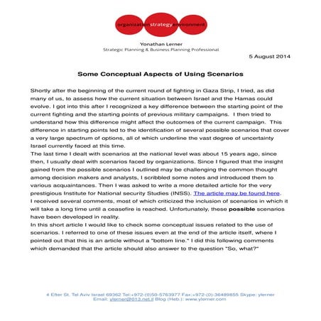 Conceptual Aspects of Using Scenarios 050814