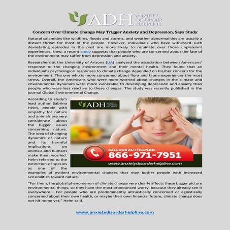 Concern Over Climate Change May Trigger Anxiety and Depression, Says Study