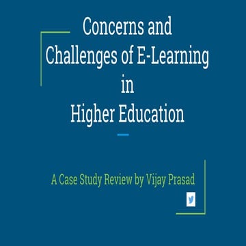 Concerns and challenges of e learning in higher education