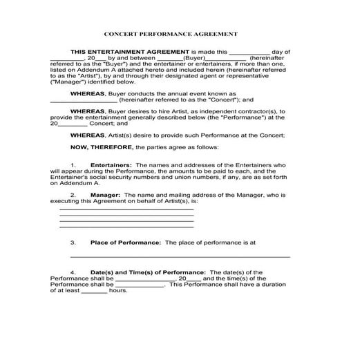 Concert performance contract | PDF