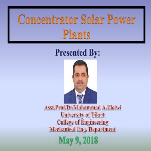 Concentrator Solar Power Plants
