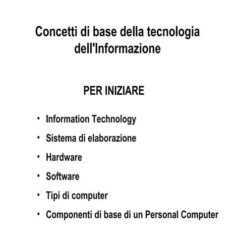 Concetti di base (per iniziare)