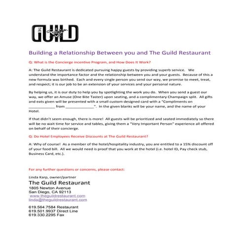 Concierge Incentives