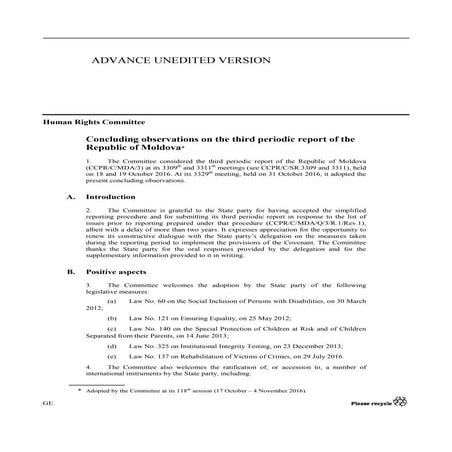 Concluding observations on the third periodic report of the republic of moldova