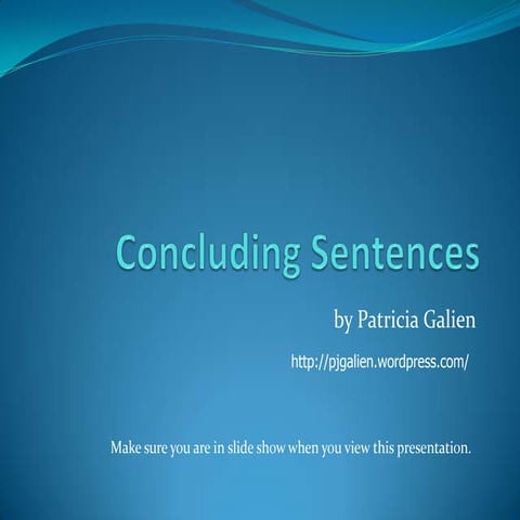 Concluding Sentences Ppt