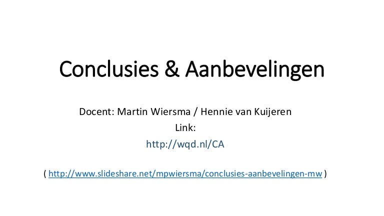 Conclusies & Aanbevelingen