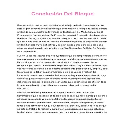 Conclusión del bloque