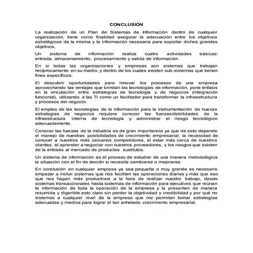 Conclusión sistemas de informacion
