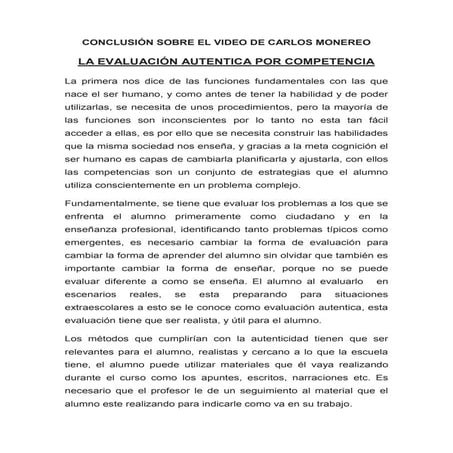 Conclusión sobre el video de carlos monereo