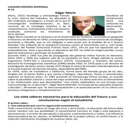 Los siete saberes según Edgar Morin