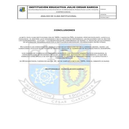 Conclusiones ambiente laboral