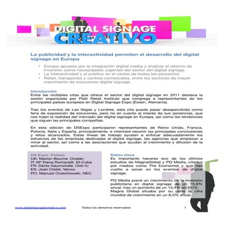 Conclusiones digital signage en europa 2011