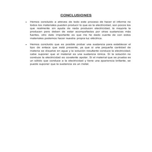 Conclusiones enlace quimico