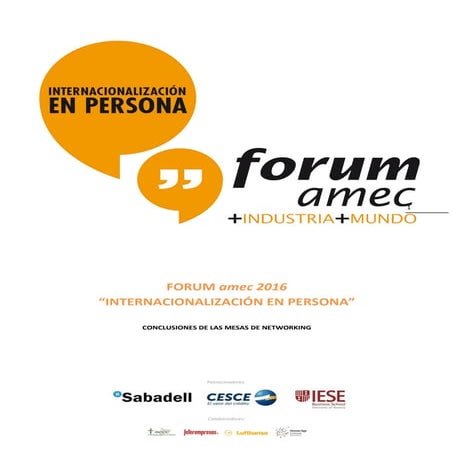 Forum amec 2016 - Conclusiones mesas de networking
