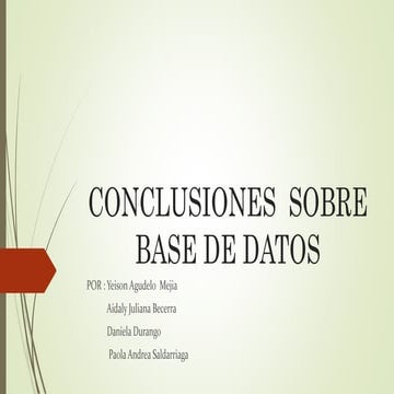 Conclusiones sobre base de datos 