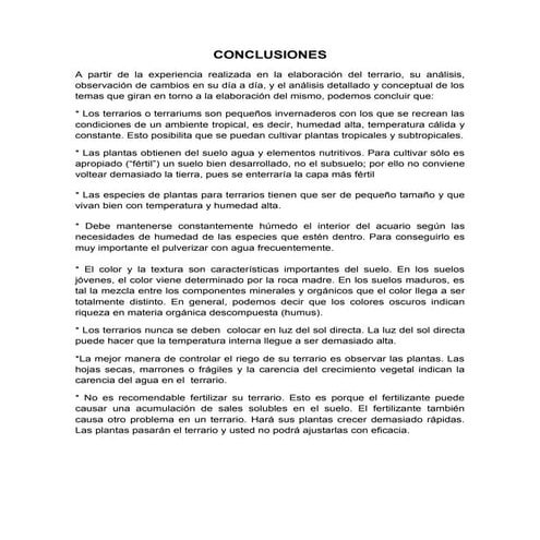 Conclusiones Terrario