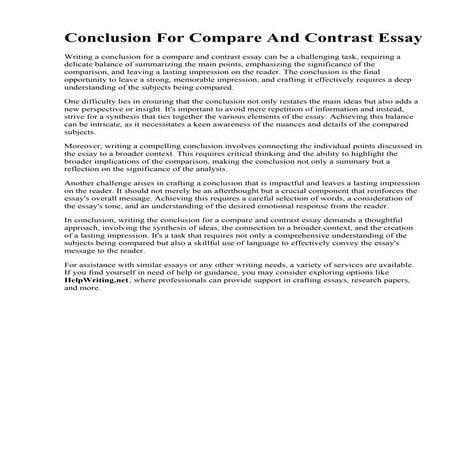 Conclusion For Compare And Contrast Essay