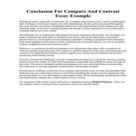 Conclusion For Compare And Contrast Essay Example | PDF