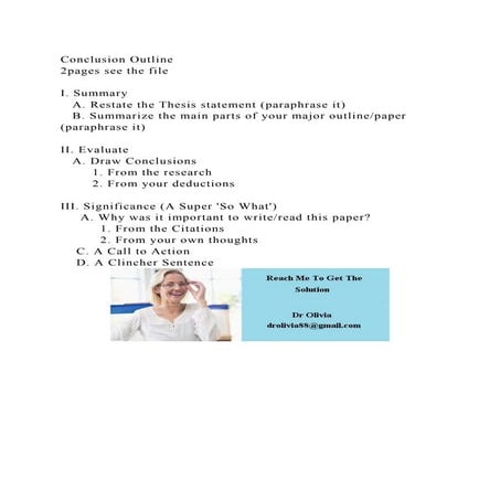 Conclusion Outline2pages see the fileI. Summary    A. Restat.docx