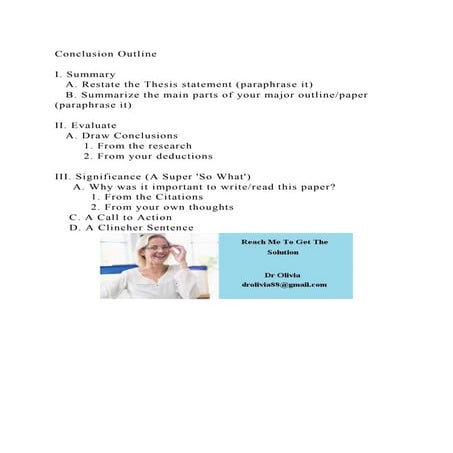 Conclusion OutlineI. Summary    A. Restate the Thesis statemen.docx