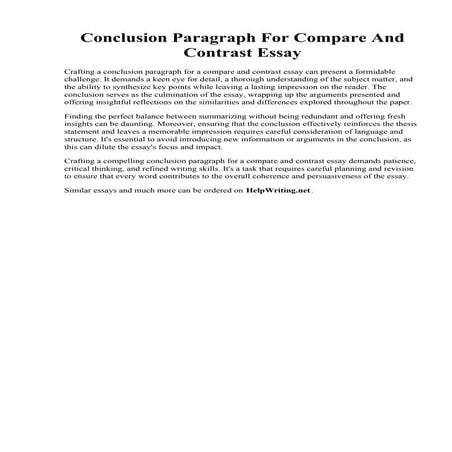 Conclusion Paragraph For Compare And Contrast Essay.pdf