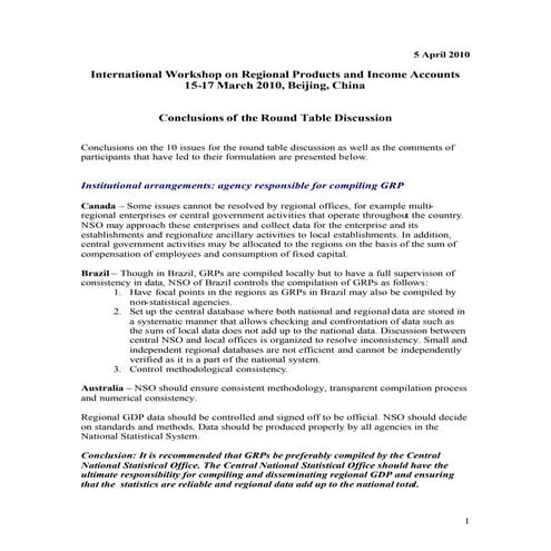 Conclusions of the Round Table Discussion