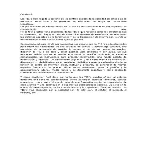Conclusión de las tic´s