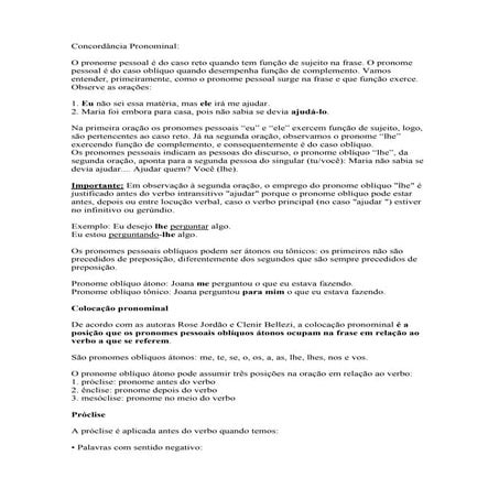 Concordância pronominal av lp