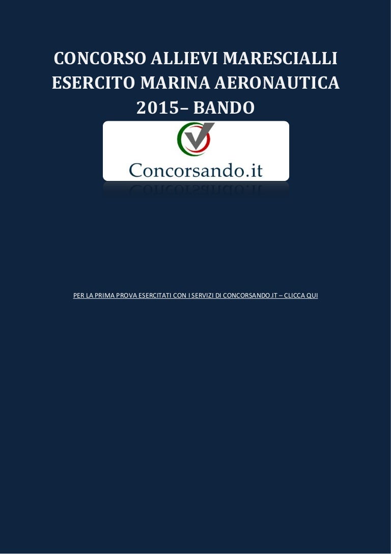 Concorso Allievi Marescialli Esercito Marina Aeronautica 2015 Bando