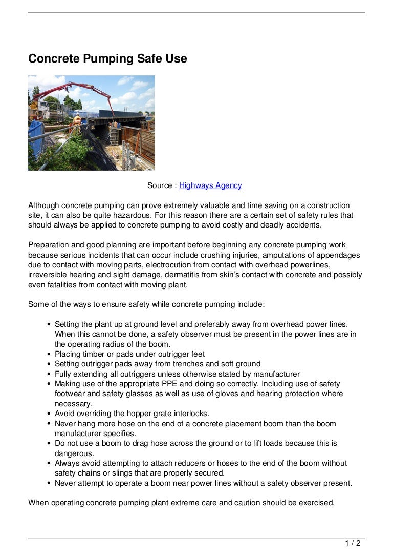 Concrete Pumping Safe Use