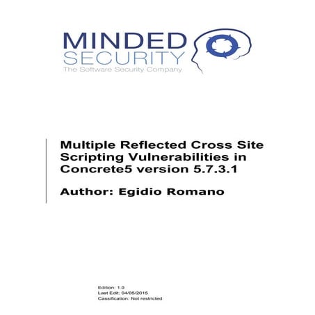 Concrete5 Multiple Reflected XSS Advisory
