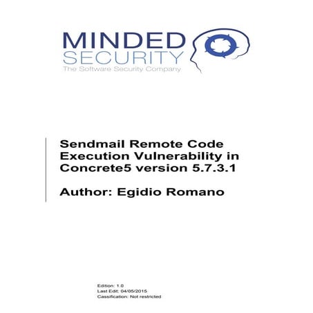 Concrete5 Sendmail RCE Advisory