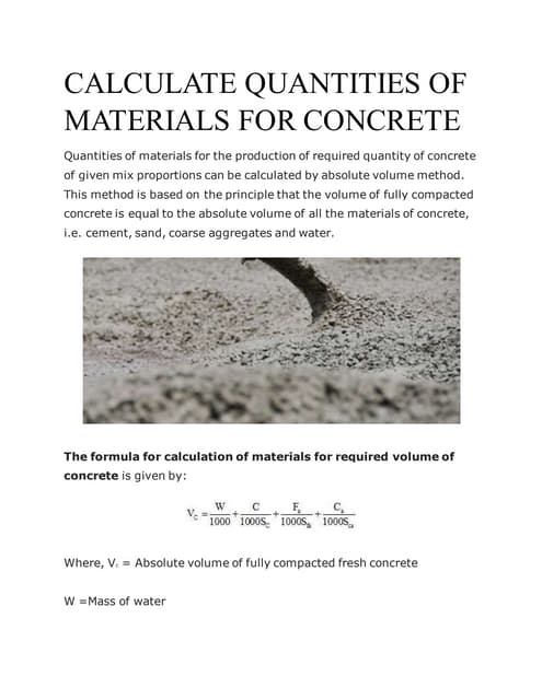 Concrete calculation