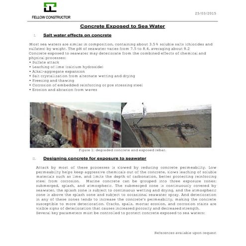 Concrete exposed to seawater