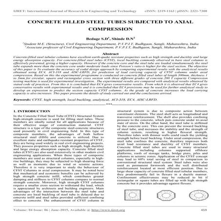 Concrete filled steel tubes subjected to axial compression
