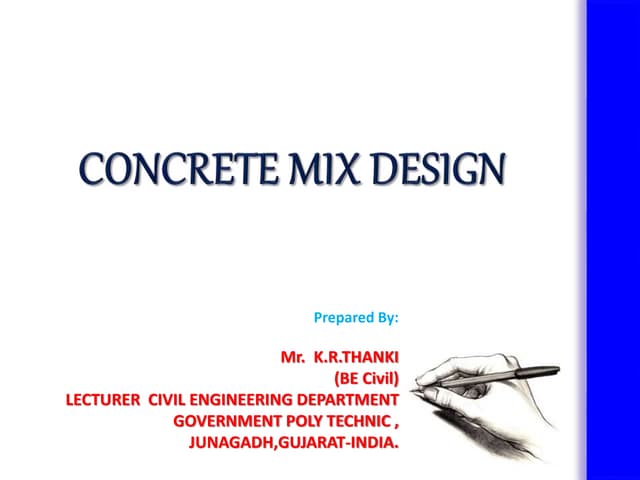 Concrete mix design by k r thanki