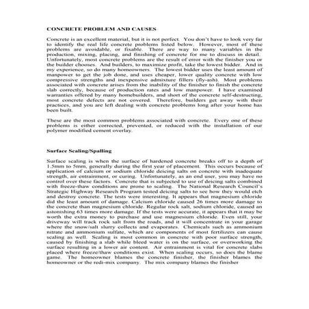 Concrete Problem and Causes