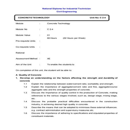 NCIT civil Syllabus 2013-2014