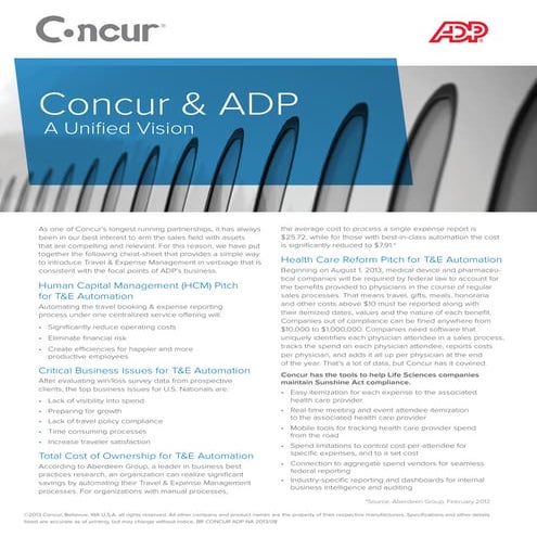 Concur and adp   a unified vision